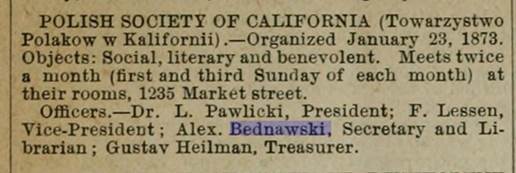 Polish Society, Bednawski, 1884