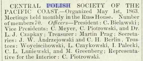 1863 Central Polish Society of the Pacific